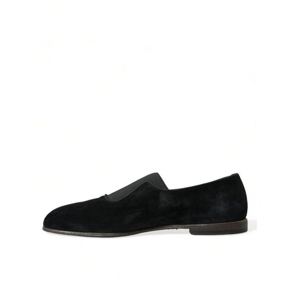 Dolce & Gabbana Black RUNWAY Velour AMALFI Loafers Men's Shoes